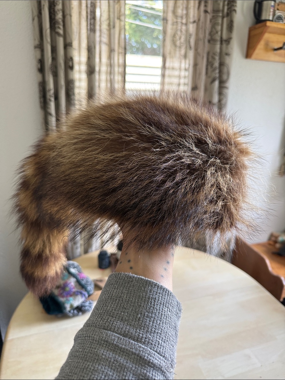 Vintage Raccoon fur hat with tail